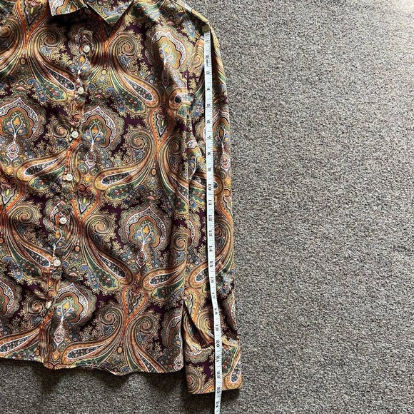 Lands End Colorful Paisley Button Down Long Sleeve Shirt Women 4 / S 100% Cotton - Picture 6 of 11
